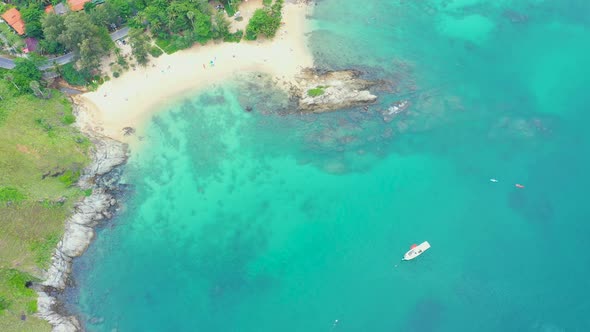 Yanui Beach at Phuket in Thailand in a summer day. Aerial View