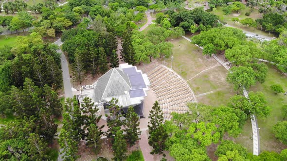 Top view aerial of park in taipei