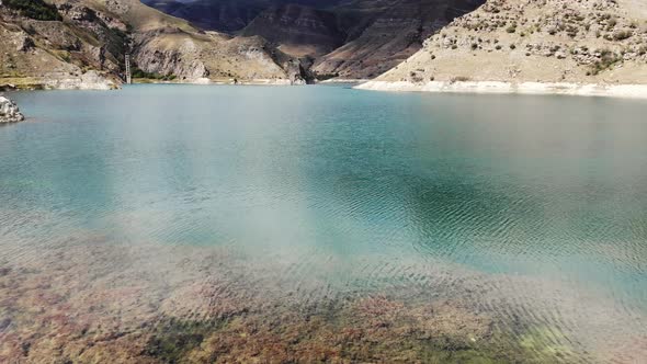 Aerial View of Azure Mountain Lake Gizhgit Caucasus