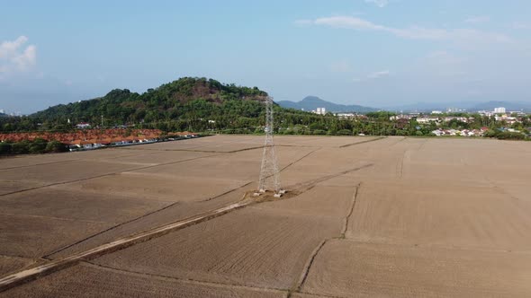 Aerial view electric pylon