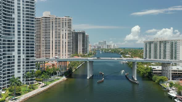 Beautiful Modern Design Waterfront Residential Buildings, Miami Beach, Florida, USA,  Aerial
