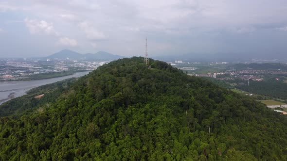 Telecommunication tower at top of the hill