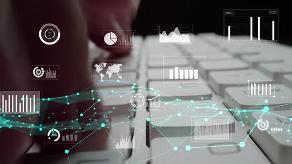 Creative visual of business big data and finance analysis on computer