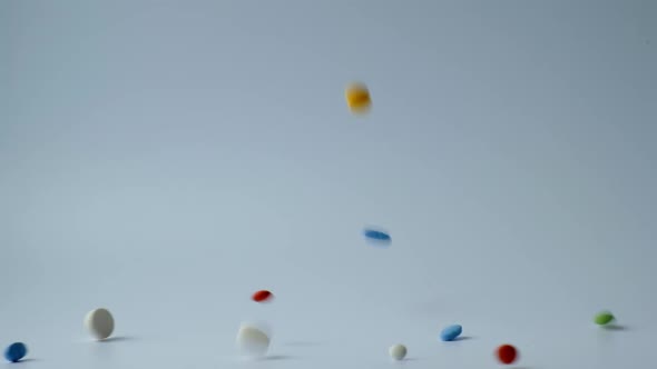 Pills Fall in Slow Motion