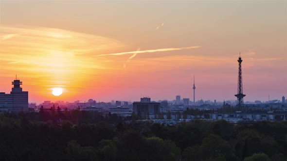 Day to Night Time Lapse of Berlin Skyline at Sunrise, Berlin, Germany