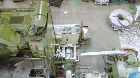 Aerial View of the Interior of an Industrial Metal Processing Factory