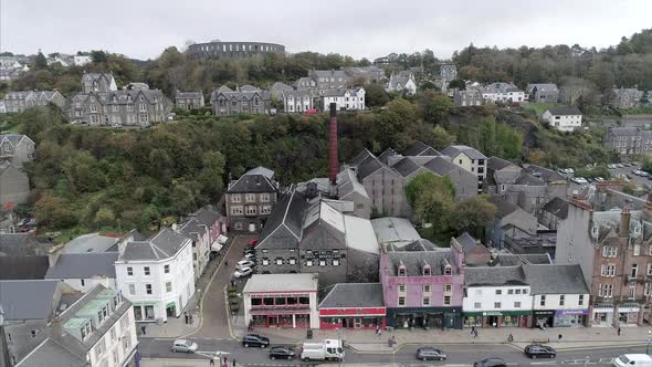 Aerial of the Town of Oban in Scotland