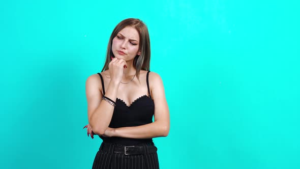 Image of Excited Young Lady Standing Isolated Over Blue Background