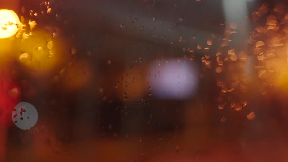 Defocus of City Traffic At Night, Rainy Day