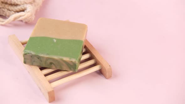 Homemade Natural Soap Bar on Black Background