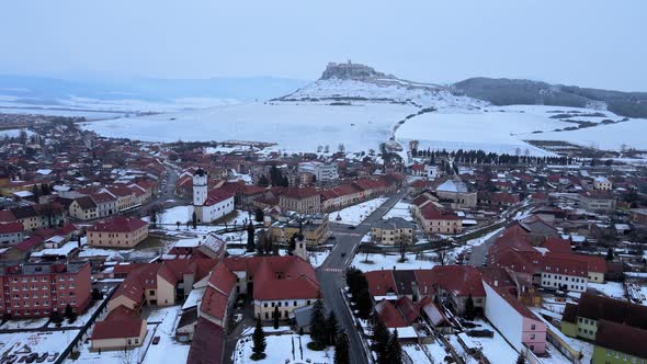 Aerial view of the town of Spisske Podhradie in Slovakia