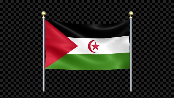 Western Sahara Flag Waving In Double Pole Looped