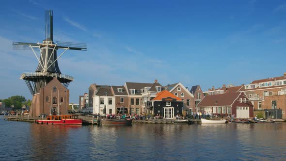 Harlem Landmark Windmill De Adriaan on Spaarne River. Harlem