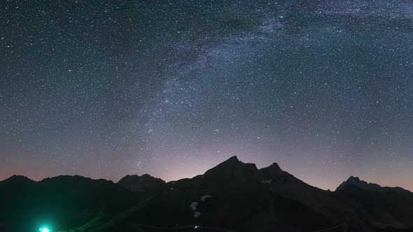 PAN: Milky Way arc, Comet Neowise and stars in night sky over the Alps