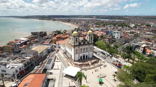 Bonfim church at downtown Salvador Bahia Brazil. Tourism postcard.