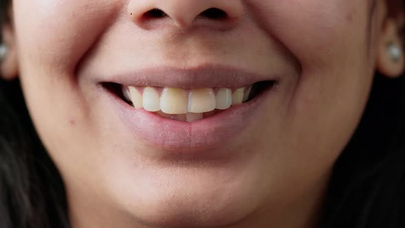 Macro Shot of Positive Indian Person Smiling in Front of Camera