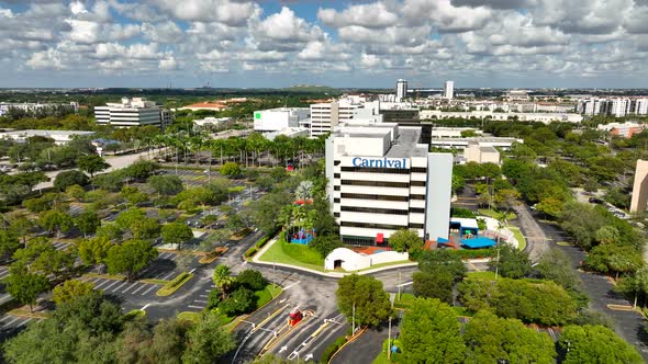 Carnival Cruise Line Offices Doral Fl. 4k Aerial Drone Video