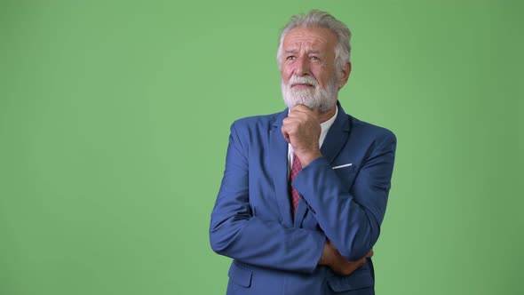 Handsome Senior Bearded Businessman Against Green Background