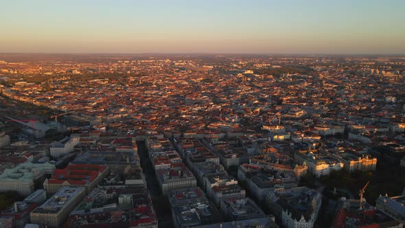The sun rises over the city of Budapest Hungary alt