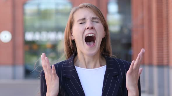 Shouting Screaming Business Woman in Anger