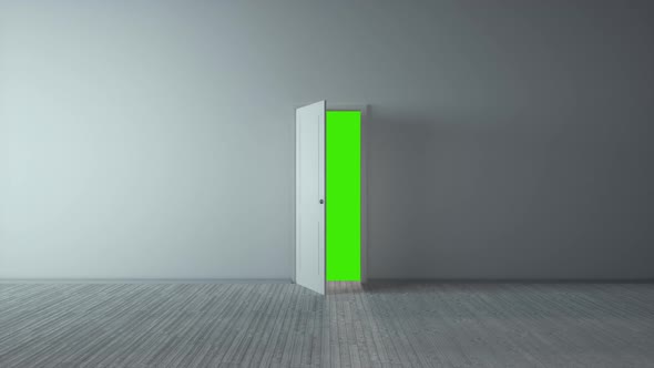 Classic Design Door Opening to Green Screen Chroma Key
