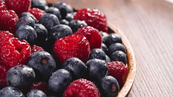 Heap of Blueberries and Raspberries