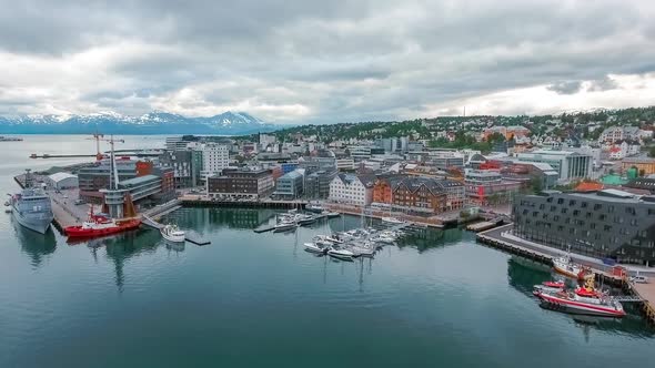 View of a Marina in Tromso, North Norway