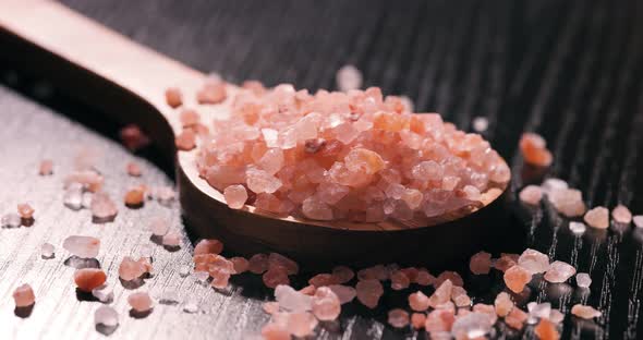 Himalayan Pink Salt in a Wooden is Used to Flavor Food