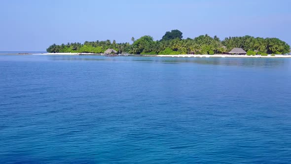 Drone view landscape of bay beach wildlife by blue sea and sand background