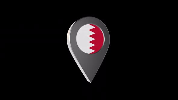 3d Animation Map Navigation Pointer With Bahrain Flag With Alpha Channel  - 2K