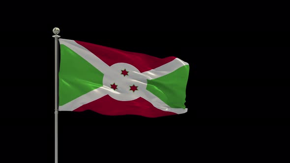 Burundi Looping Of The Waving Flag Pole With Alpha