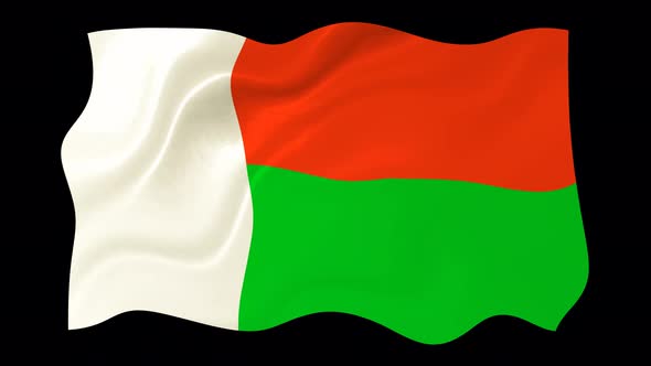 Madagascar Flag Wave Motion Black Background