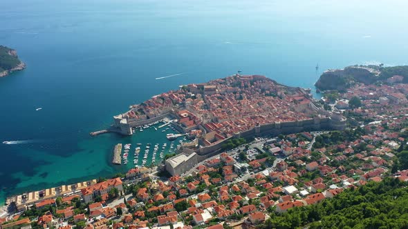 Dubrovnik, Croatia. Aerial view on old town. Vacation and adventure. Town and sea.