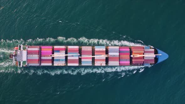 Aerial View of Cargo Container Ship in the Sea