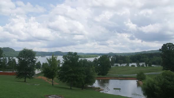 Timelapse of clouds moving across landscape