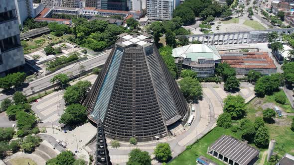 Aerial view of Metropolitan Cathedral of Rio de Janeiro Brazil.