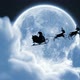 Santa Claus on a Reindeer Sleigh Flying Between the Clouds - VideoHive Item for Sale