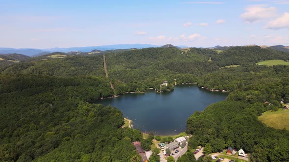 Aerial view of Lake Pocuvadlo in the locality of Banska Stiavnica in Slovakia