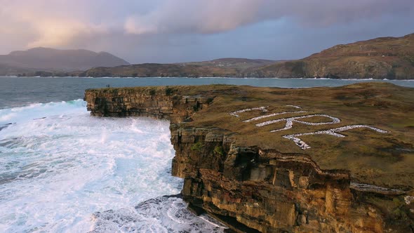 Huge Waves Breaking at Muckross Head - A Small Peninsula West of Killybegs, County Donegal, Ireland