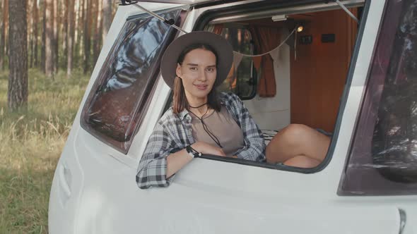 Portrait of Woman in Camper