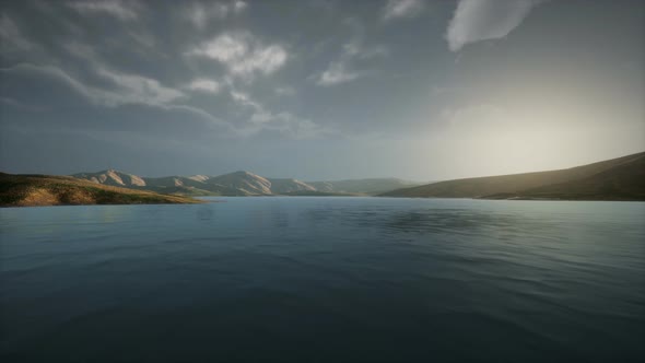 Beautiful Calm Lake with Sunset alt