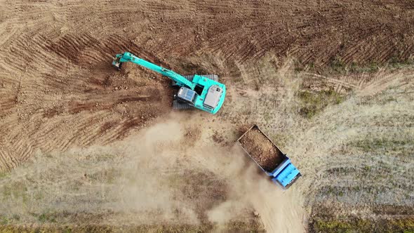 Excavator working on construction site