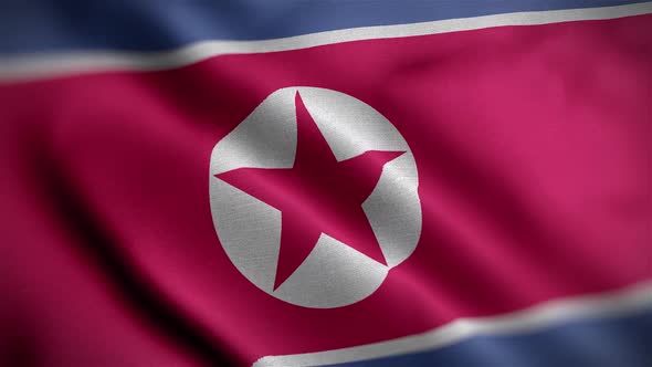 Korea North Flag Textured Waving Close Up Background HD