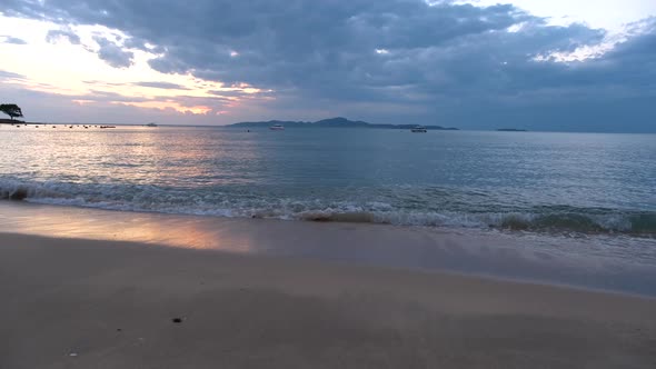 Najomtien Beach Pattaya Thailand Sunset at a Tropical Beach with Palm Trees Na Jomtien Beach with