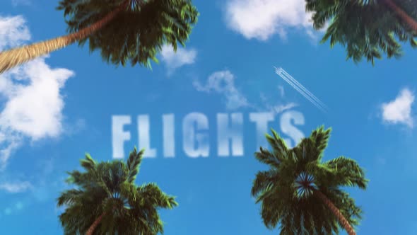 "recreation" text in the sky in the form of clouds on the theme of tourism