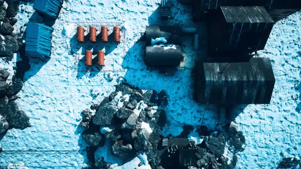 Arial View of Antarctic Base and Scientific Research Station