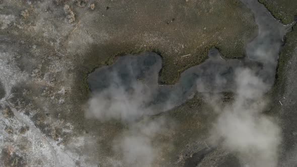 Natural Volcanic Thermal Hot Springs on Desert