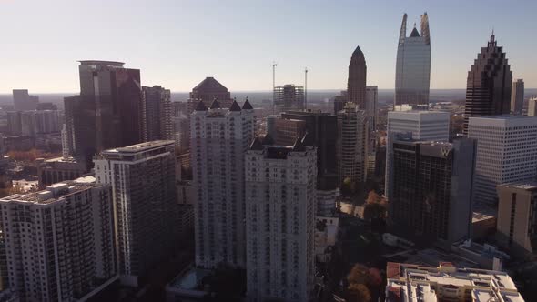 Aerial Panorama Atlanta Ga With Sun Flare Glare