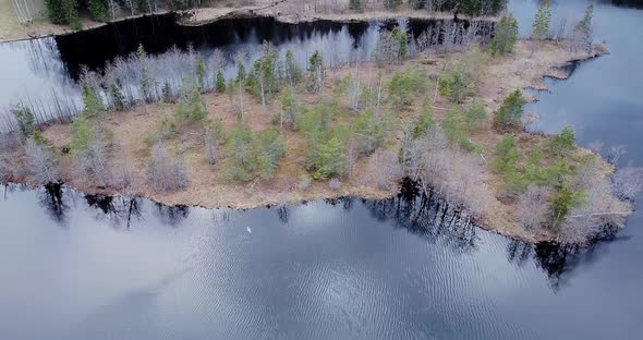 Flying Over Little Island Inside the Lake