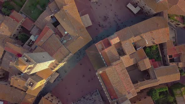 Flight Over a Medieval Town of Fine Towers